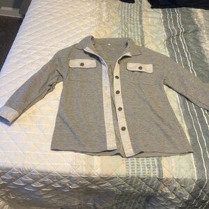 Gray Button Down Jacket with Long Sleeves